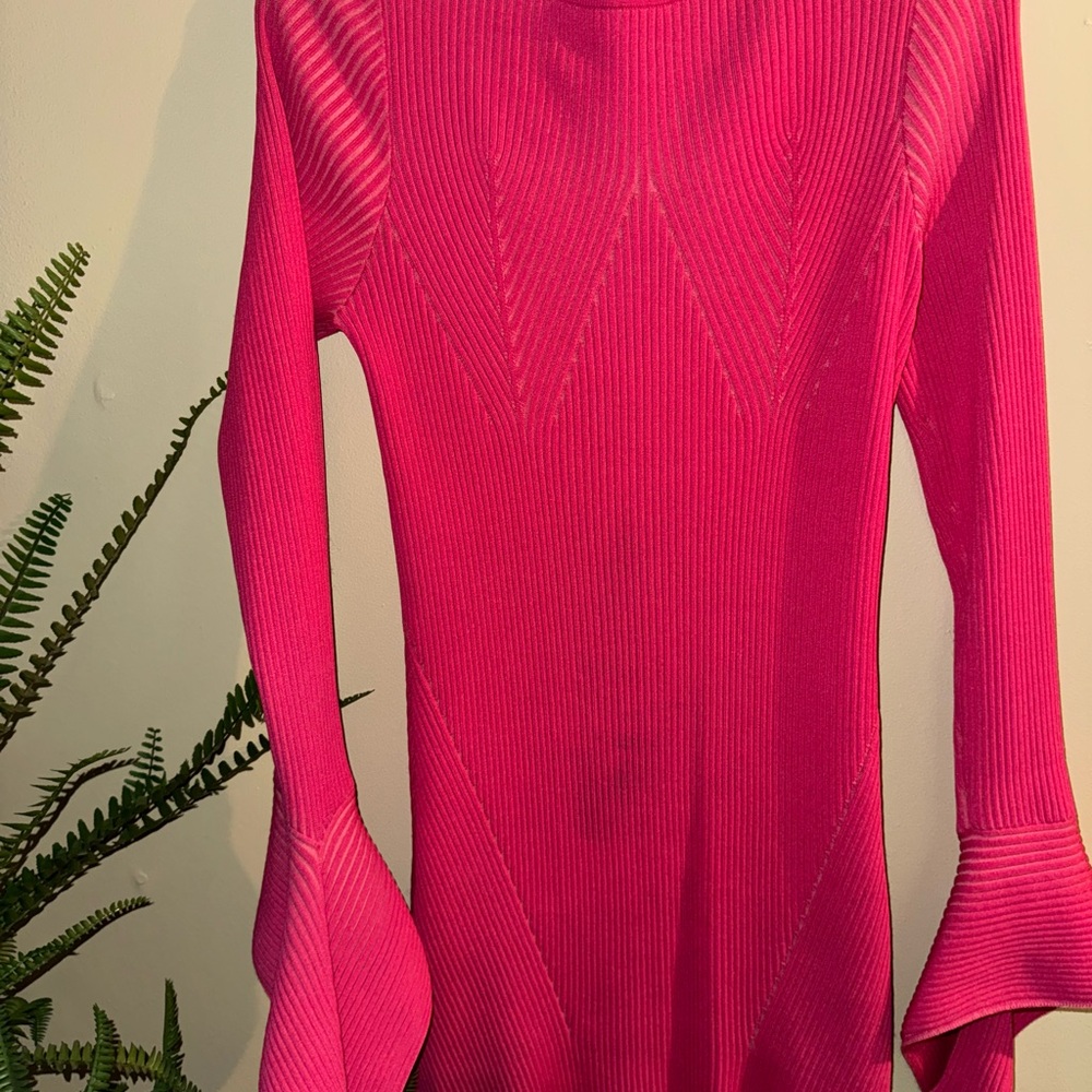 Acler Fuchsia Ribbed Knit Dress